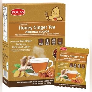 Pocas Ginger Tea With Honey Instant 12.6oz (20 bag) with Real Ginger